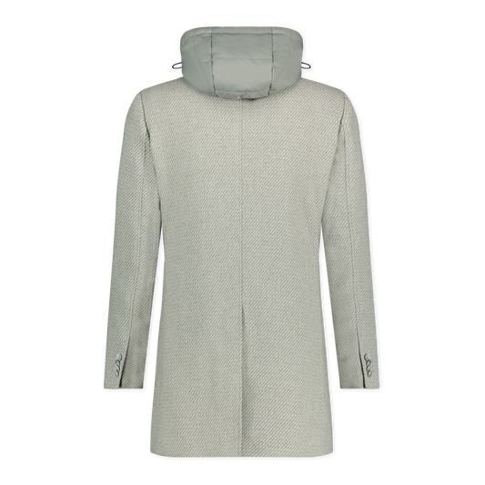 Wool Twill Outerwear With Removable Hood