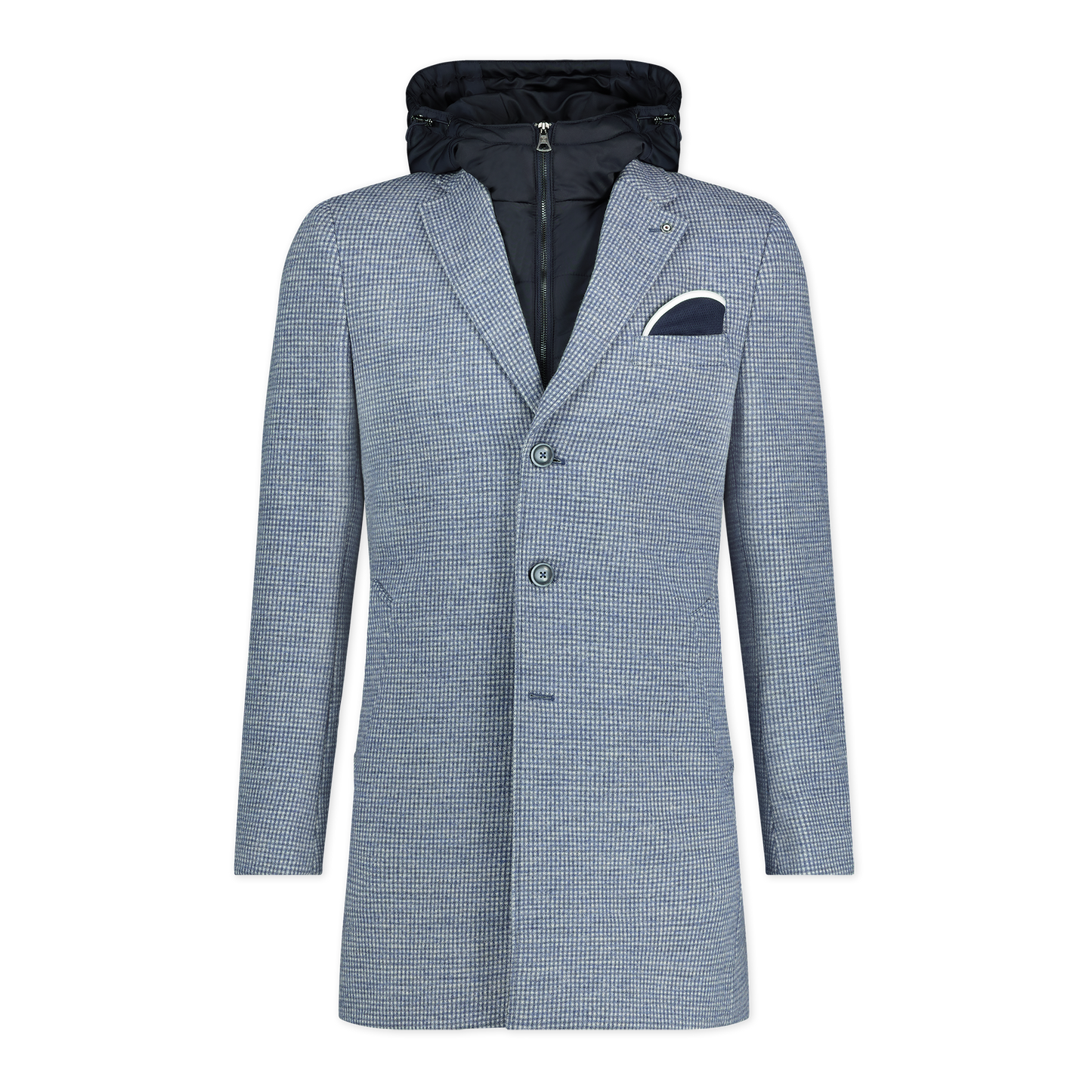 Microcheck Outerwear With Removable Hood
