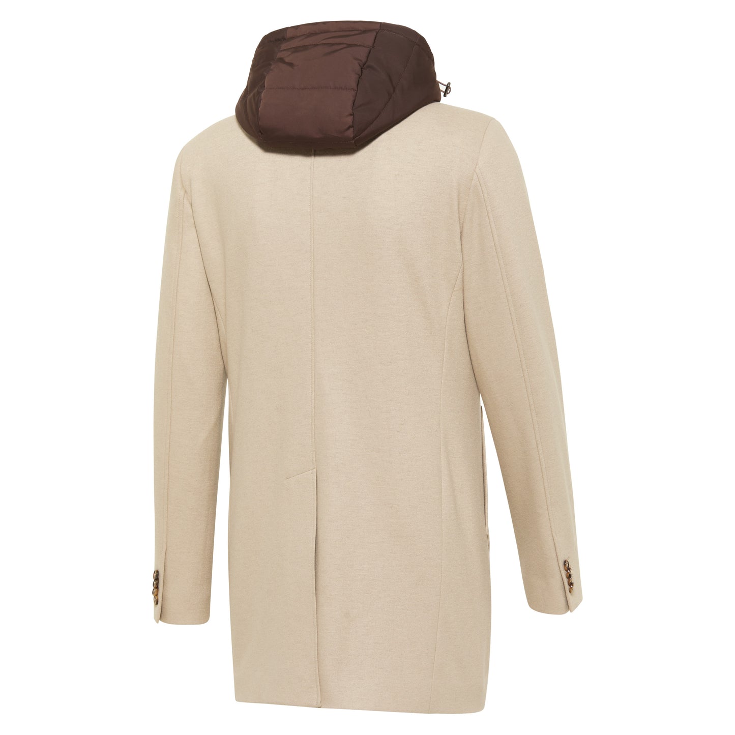 Beige Wool Overcoat with Removable Inlay